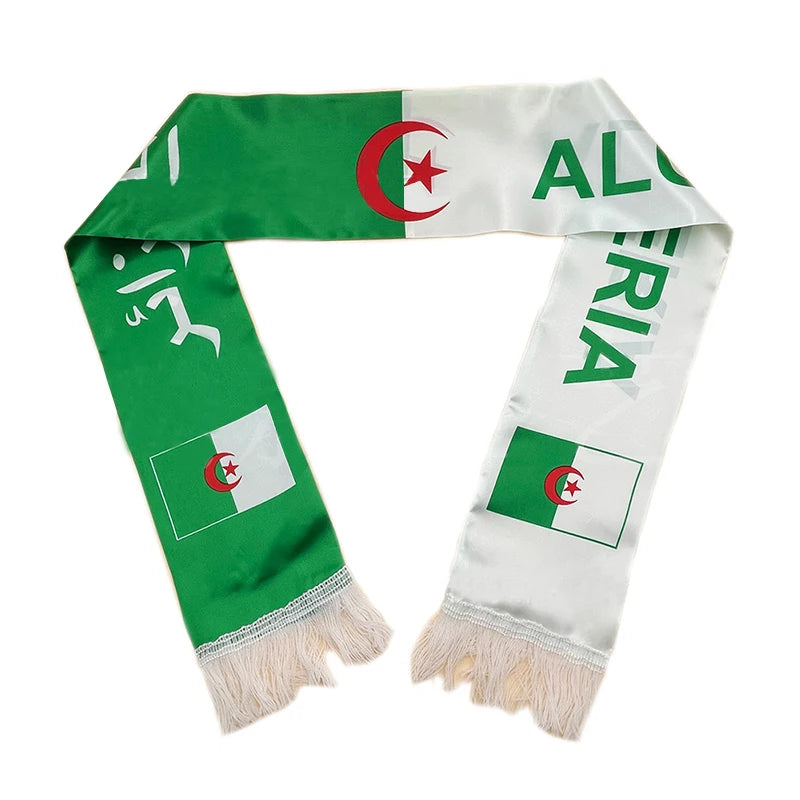 Aerlxemrbrae Algeria flag Custom Scarf football team 14*130cm Satin Algeria Scarf