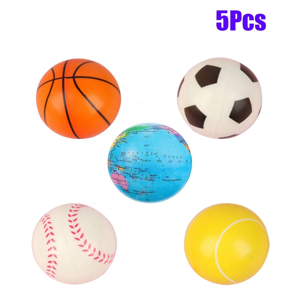5/18PCS Globe Squeeze Balls 2.3 Inch World Earth Baseballs Basketball Football Tennis Stress Relief Balls Foam Toys Party Favors