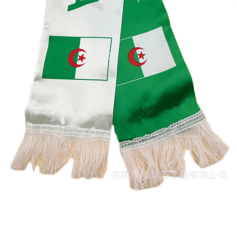 Aerlxemrbrae   Algeria  flag  Custom Scarf football team 14*130cm     Satin  Algeria  Scarf