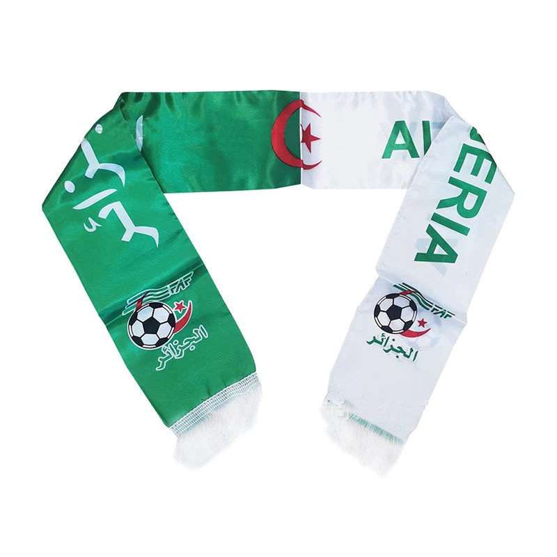 Aerlxemrbrae   Algeria  flag  Custom Scarf football team 14*130cm     Satin  Algeria  Scarf