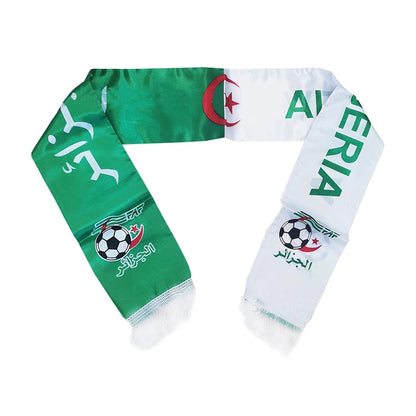 Aerlxemrbrae   Algeria  flag  Custom Scarf football team 14*130cm     Satin  Algeria  Scarf