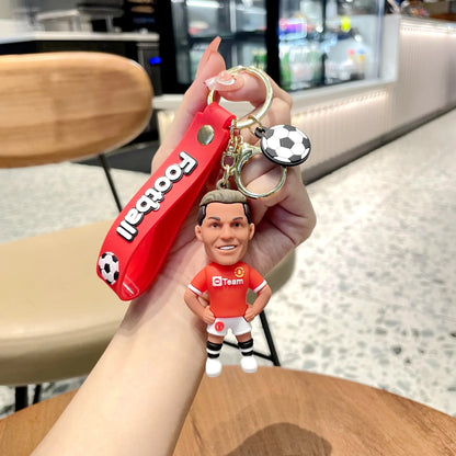 Football Star Ronaldo Figure Keychain Jewelry Bag Pendent Keyring Collection Doll Car Ornaments Key Accessories Souvenirs Gifts