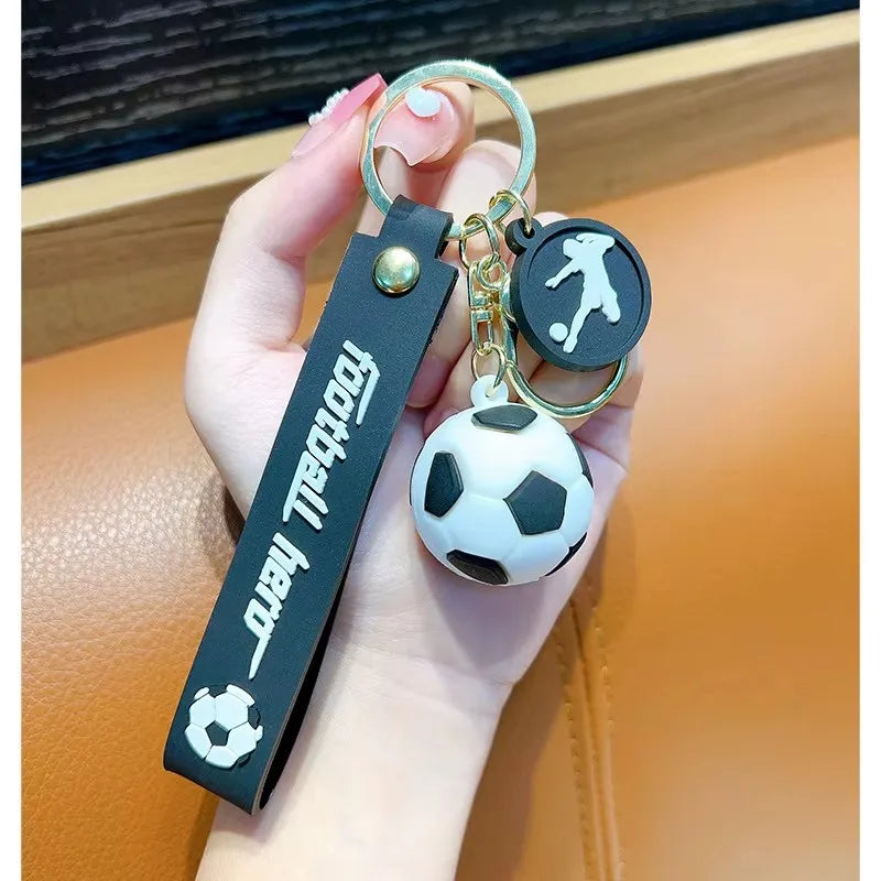 Football Keychain For Fan PVC Soft Glue Soccer Pendant Keychain Accessories Bag Decoration Qatar Cup Souvenirs Key Chain Gifts