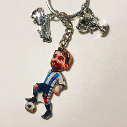 2D Soccer Player Keychain C Ronaldo Pendant Football Star Flat Acrylic Ornament Charms Hanging Decora for Car Bags Festive Gift