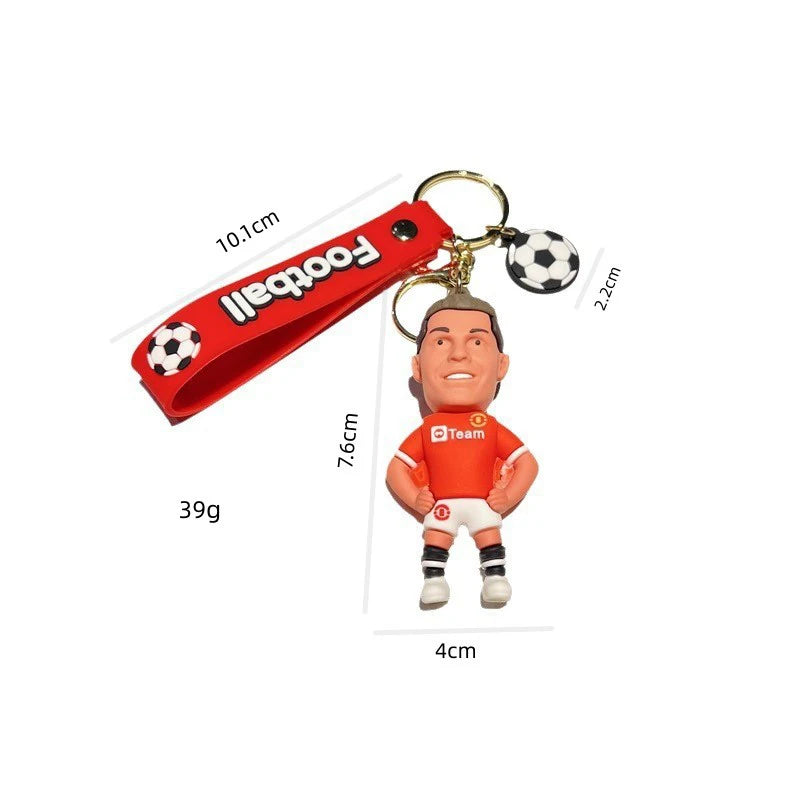 Football Star Ronaldo Figure Keychain Jewelry Bag Pendent Keyring Collection Doll Car Ornaments Key Accessories Souvenirs Gifts