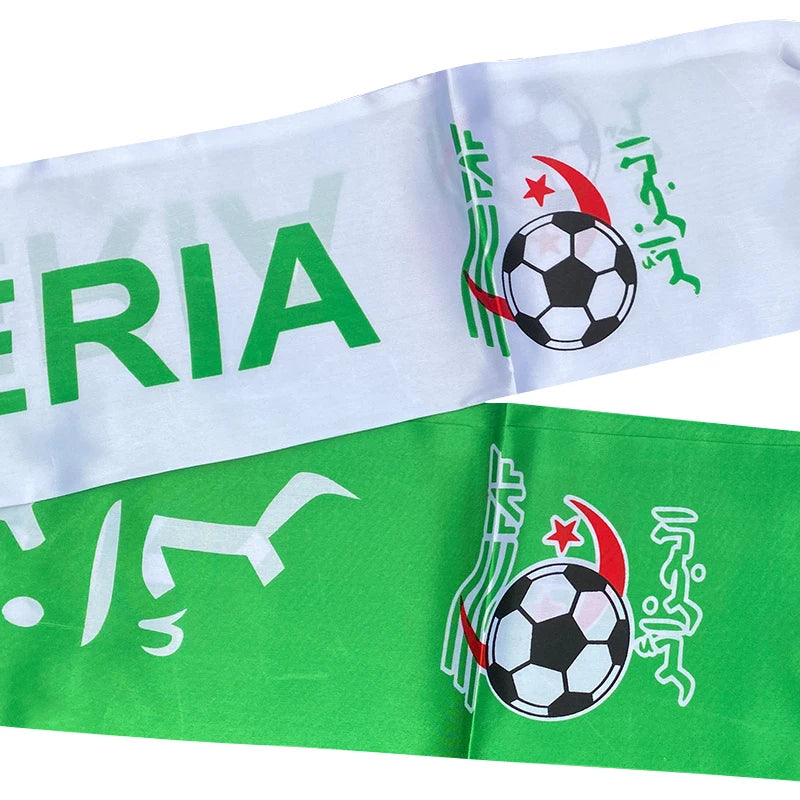 Aerlxemrbrae   Algeria  flag  Custom Scarf football team 14*130cm     Satin  Algeria  Scarf
