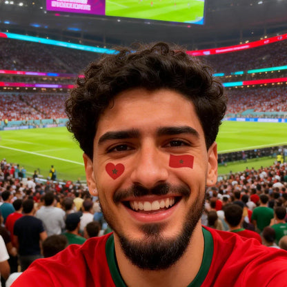 Morocco Flag Temporary Tattoo Sticker, Long-lasting and Waterproof, Festival, Football, Soccer Fan Face Stickers, Arm, Face