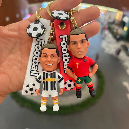 Football Star Ronaldo Figure Keychain Jewelry Bag Pendent Keyring Collection Doll Car Ornaments Key Accessories Souvenirs Gifts
