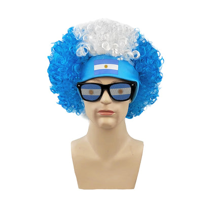 2pcs/set Football Fans Caps Costume Party Wig Decor Supplies Cosplay Headdress for Kids Adults, Perfect For Cheering The Game