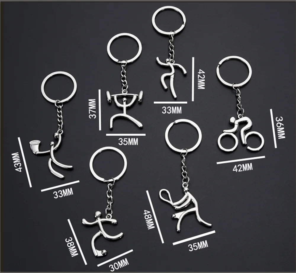 Creative Mountain Bike Keychain Metal Football Running Basketball Keyring For Men Backpack Pendant Sports Club Fans Gifts