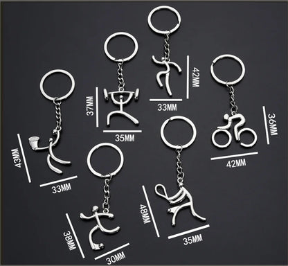 Creative Mountain Bike Keychain Metal Football Running Basketball Keyring For Men Backpack Pendant Sports Club Fans Gifts