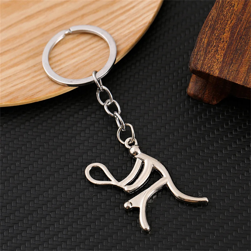 Creative Mountain Bike Keychain Metal Football Running Basketball Keyring For Men Backpack Pendant Sports Club Fans Gifts