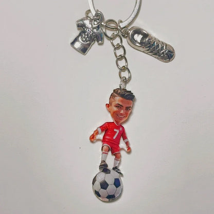 2D Soccer Player Keychain C Ronaldo Pendant Football Star Flat Acrylic Ornament Charms Hanging Decora for Car Bags Festive Gift