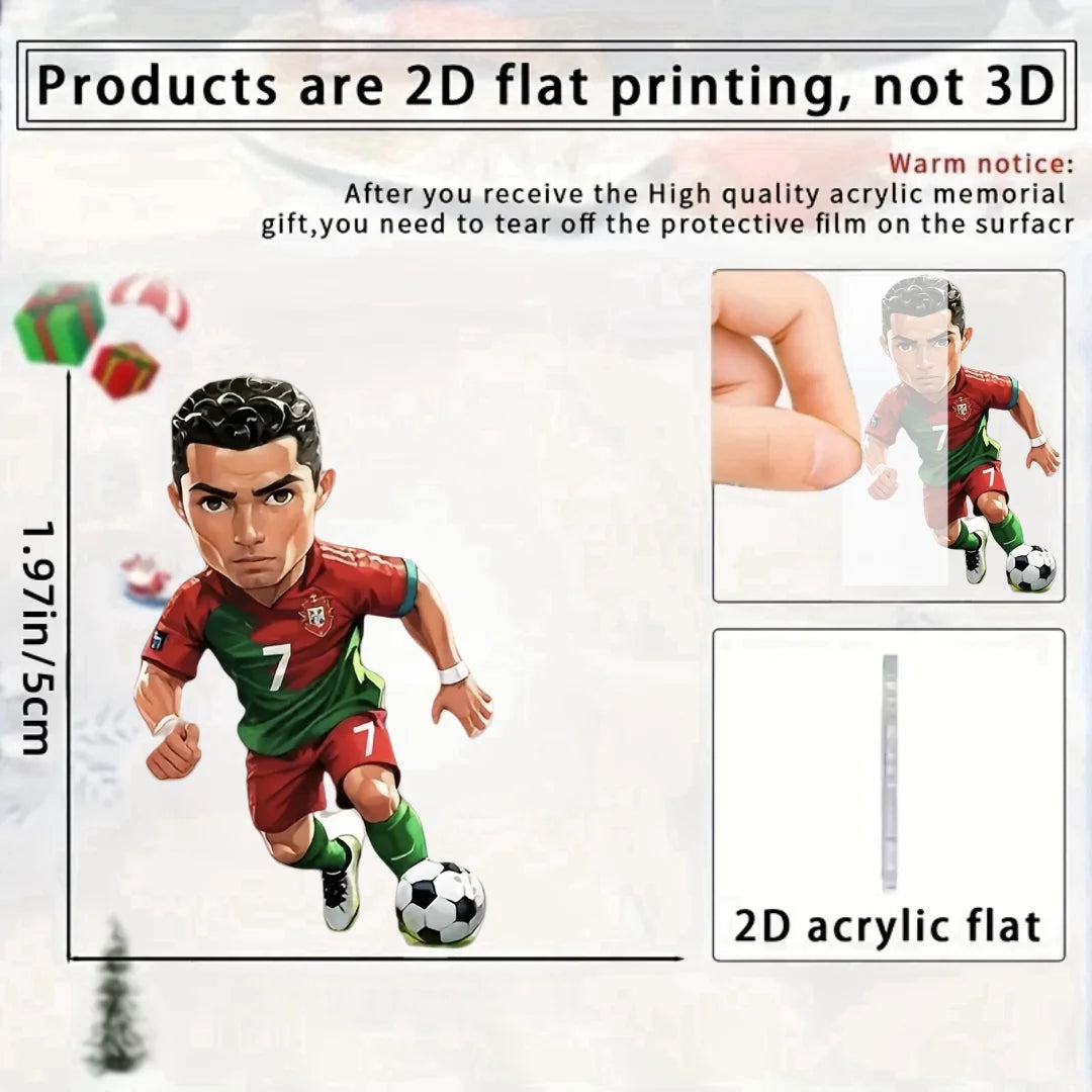 2D Soccer Player Keychain C Ronaldo Pendant Football Star Flat Acrylic Ornament Charms Hanging Decora for Car Bags Festive Gift