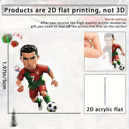 2D Soccer Player Keychain C Ronaldo Pendant Football Star Flat Acrylic Ornament Charms Hanging Decora for Car Bags Festive Gift
