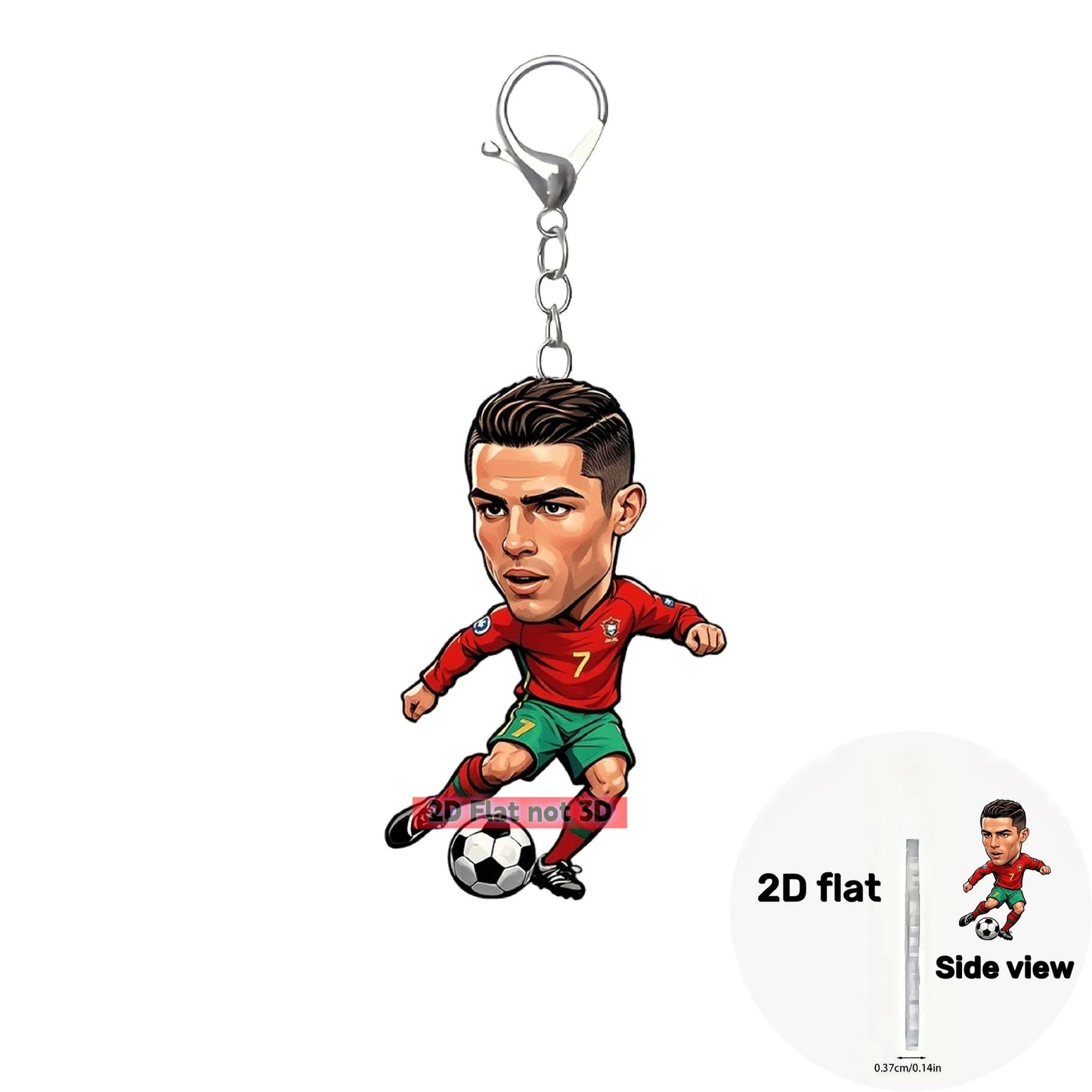 2D Soccer Player Keychain C Ronaldo Pendant Football Star Flat Acrylic Ornament Charms Hanging Decora for Car Bags Festive Gift