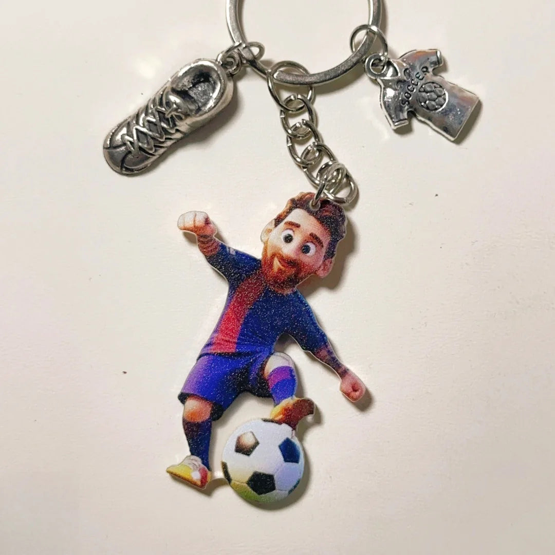 2D Soccer Player Keychain C Ronaldo Pendant Football Star Flat Acrylic Ornament Charms Hanging Decora for Car Bags Festive Gift