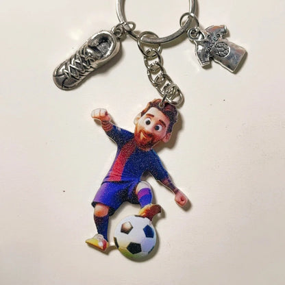 2D Soccer Player Keychain C Ronaldo Pendant Football Star Flat Acrylic Ornament Charms Hanging Decora for Car Bags Festive Gift