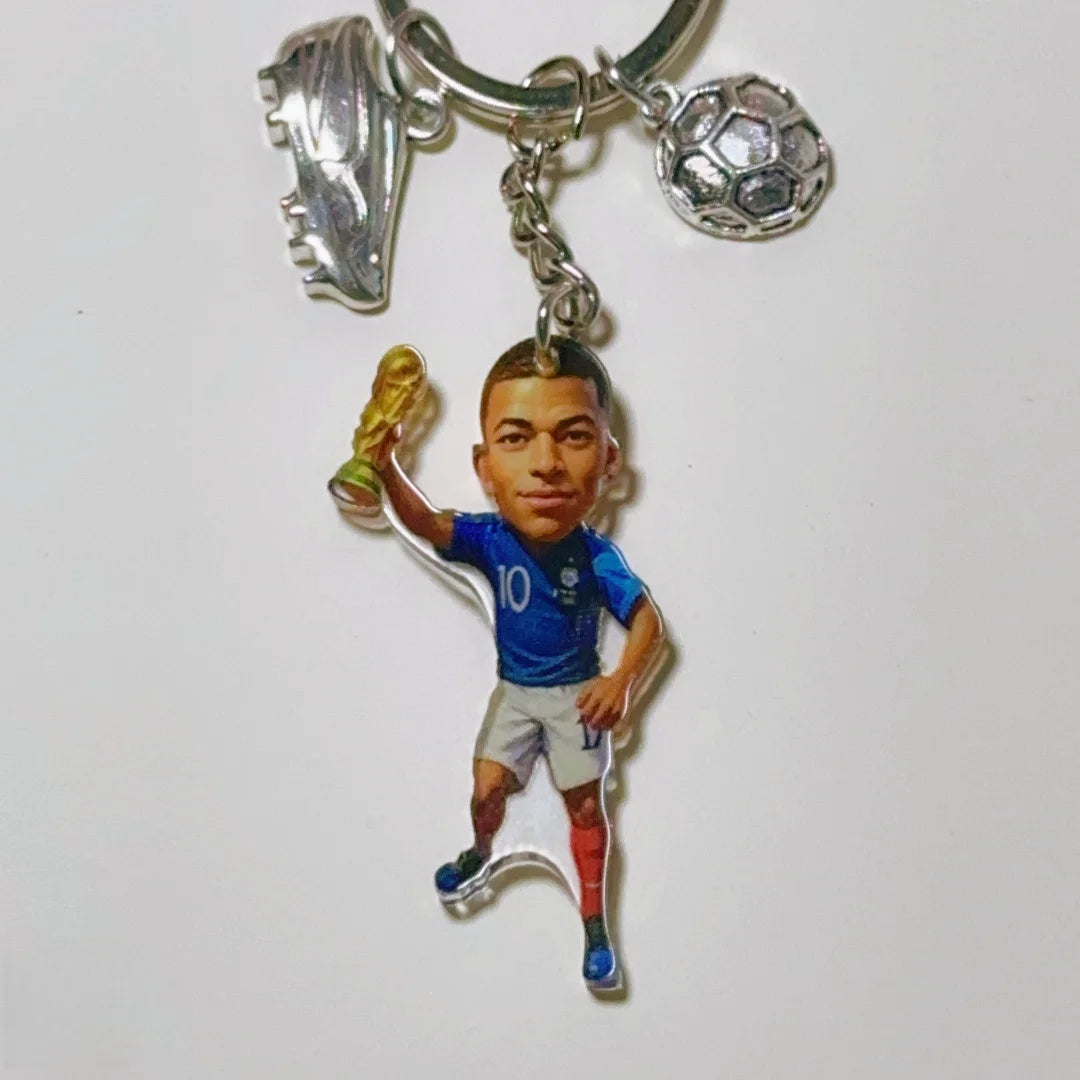 2D Soccer Player Keychain C Ronaldo Pendant Football Star Flat Acrylic Ornament Charms Hanging Decora for Car Bags Festive Gift