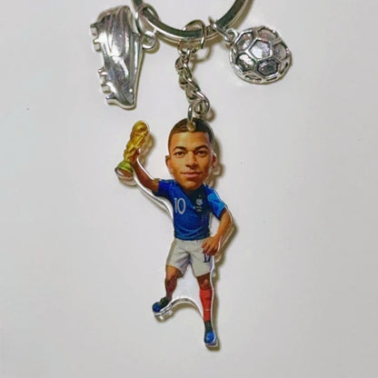 2D Soccer Player Keychain C Ronaldo Pendant Football Star Flat Acrylic Ornament Charms Hanging Decora for Car Bags Festive Gift
