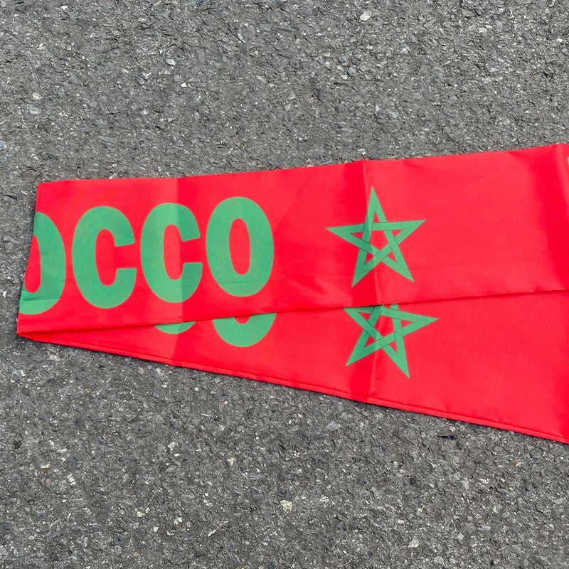 Aerlxemrbrae 14*130cm  Morocco Scarf  Double Side Printing 100% Polyester Football Soccer Fans National flag