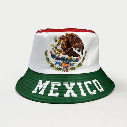Mexico Flag Emblem Bucket Hat Verde Blanco Rojo Mexican Culture Unisex Summer Sun Hat Patriotic Fiesta Soccer Fan Accessory