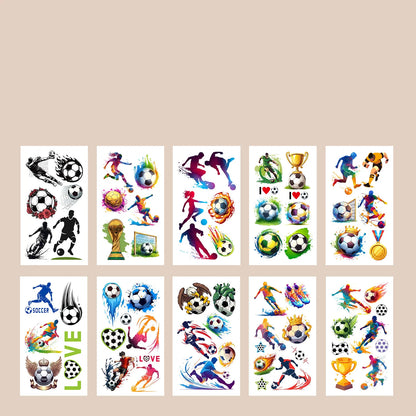 10Sheets Football Soccer Temporary Tattoos Makeup Body Stickers for Boys Sports Designs Fun Birthday Party Decorations