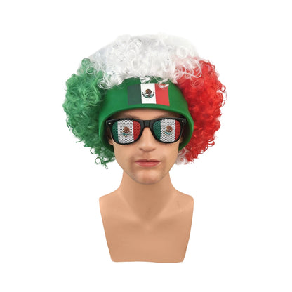 2pcs/set Football Fans Caps Costume Party Wig Decor Supplies Cosplay Headdress for Kids Adults, Perfect For Cheering The Game