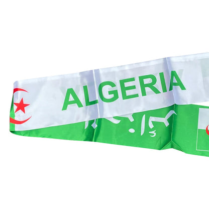 Aerlxemrbrae   Algeria  flag  Custom Scarf football team 14*130cm     Satin  Algeria  Scarf