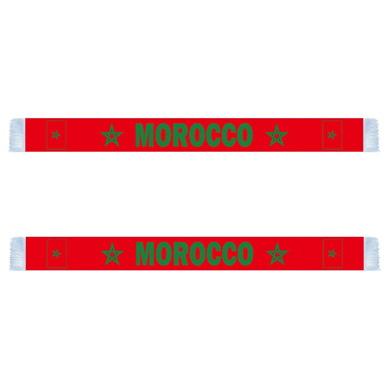 Aerlxemrbrae 14*130cm  Morocco Scarf  Double Side Printing 100% Polyester Football Soccer Fans National flag