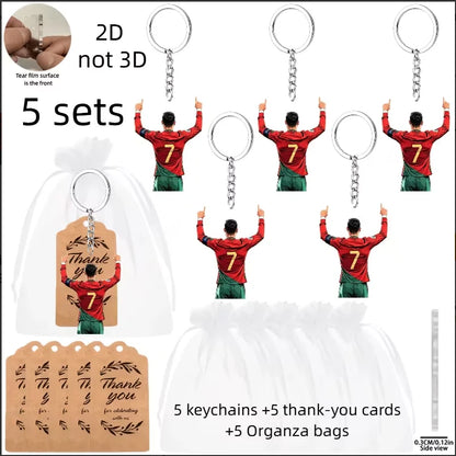 2D Soccer Player Keychain C Ronaldo Pendant Football Star Flat Acrylic Ornament Charms Hanging Decora for Car Bags Festive Gift