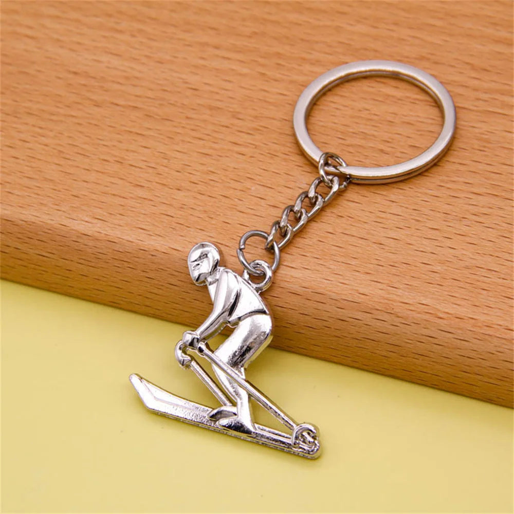 Creative Mountain Bike Keychain Metal Football Running Basketball Keyring For Men Backpack Pendant Sports Club Fans Gifts