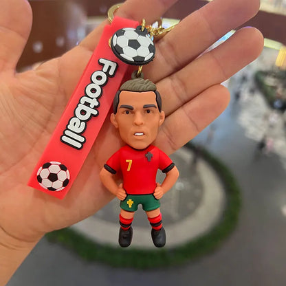 Football Star Ronaldo Figure Keychain Jewelry Bag Pendent Keyring Collection Doll Car Ornaments Key Accessories Souvenirs Gifts