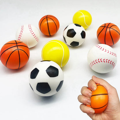 5/18PCS Globe Squeeze Balls 2.3 Inch World Earth Baseballs Basketball Football Tennis Stress Relief Balls Foam Toys Party Favors
