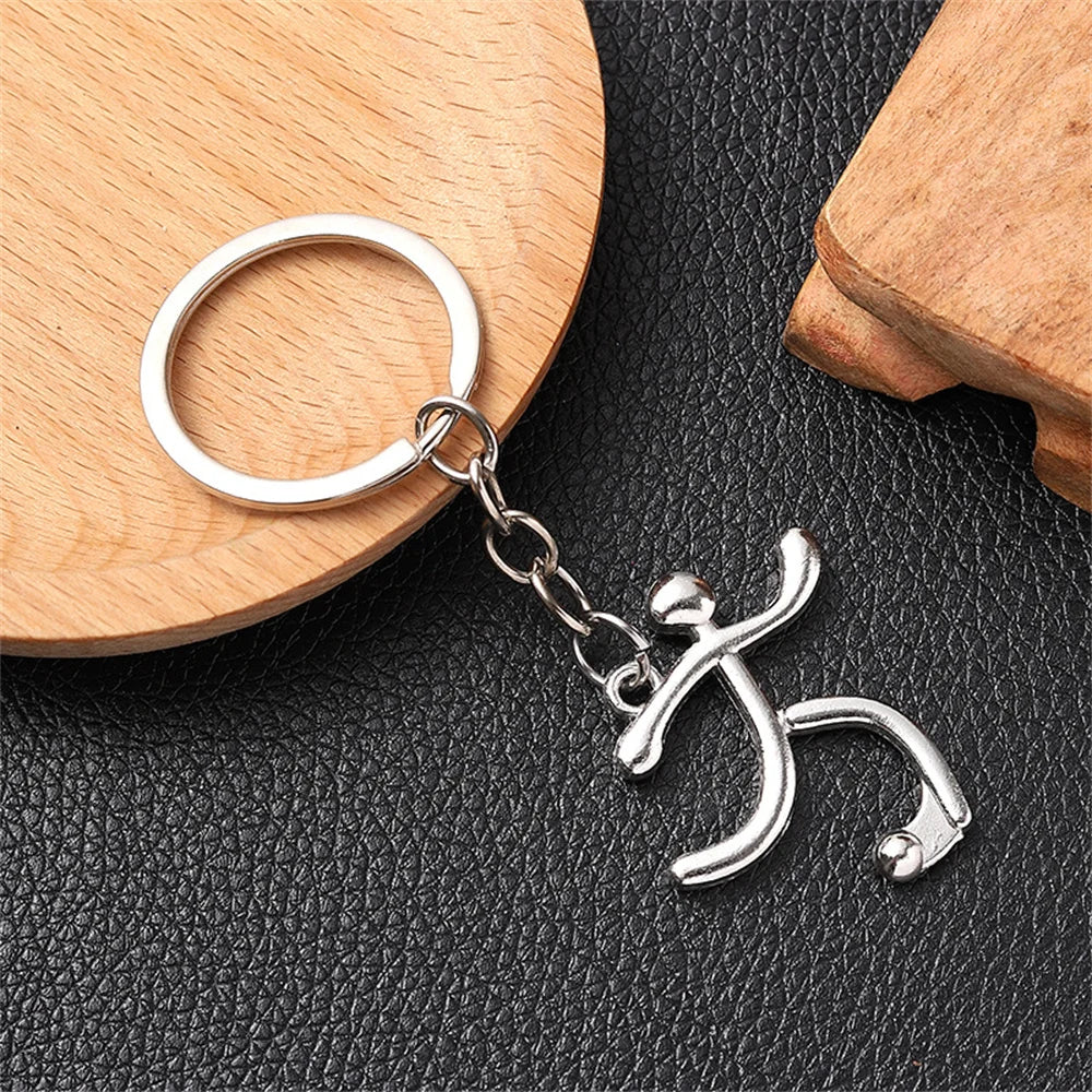 Creative Mountain Bike Keychain Metal Football Running Basketball Keyring For Men Backpack Pendant Sports Club Fans Gifts
