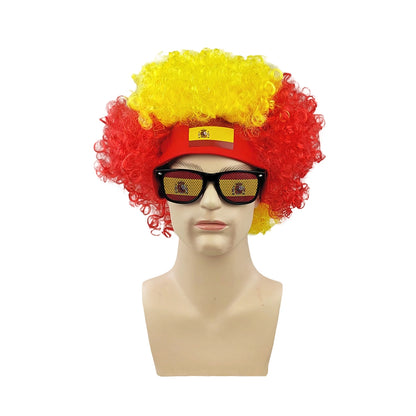 2pcs/set Football Fans Caps Costume Party Wig Decor Supplies Cosplay Headdress for Kids Adults, Perfect For Cheering The Game