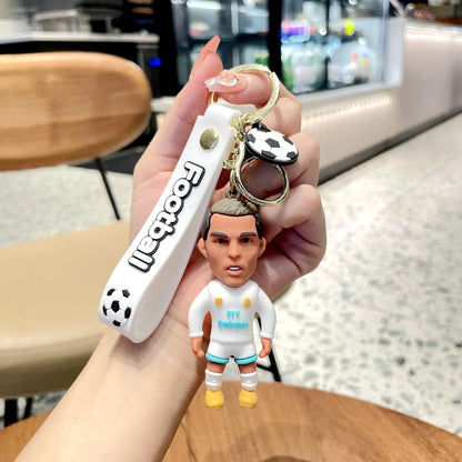 Football Star Ronaldo Figure Keychain Jewelry Bag Pendent Keyring Collection Doll Car Ornaments Key Accessories Souvenirs Gifts